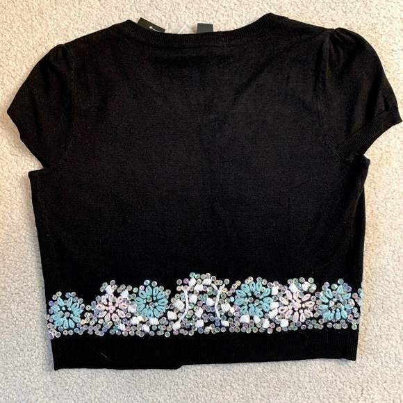 NWT INC International Concepts Black Sequin Shrug Sweater Size Small - Picture 3 of 8